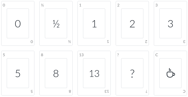 Deck of Scrum Poker cards